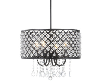 Gigi Metal/Crystal Adjustable LED Drop Chandelier - JONATHAN Y
